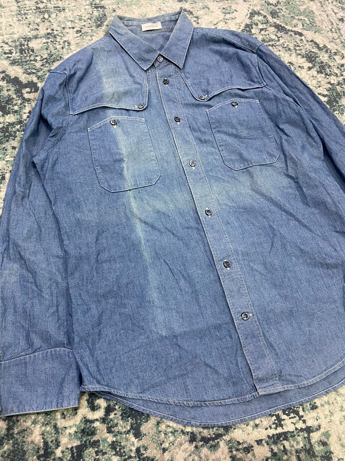 AW09 Balenciaga Paris Faded Hidden Pocket Denim Shirt - 10