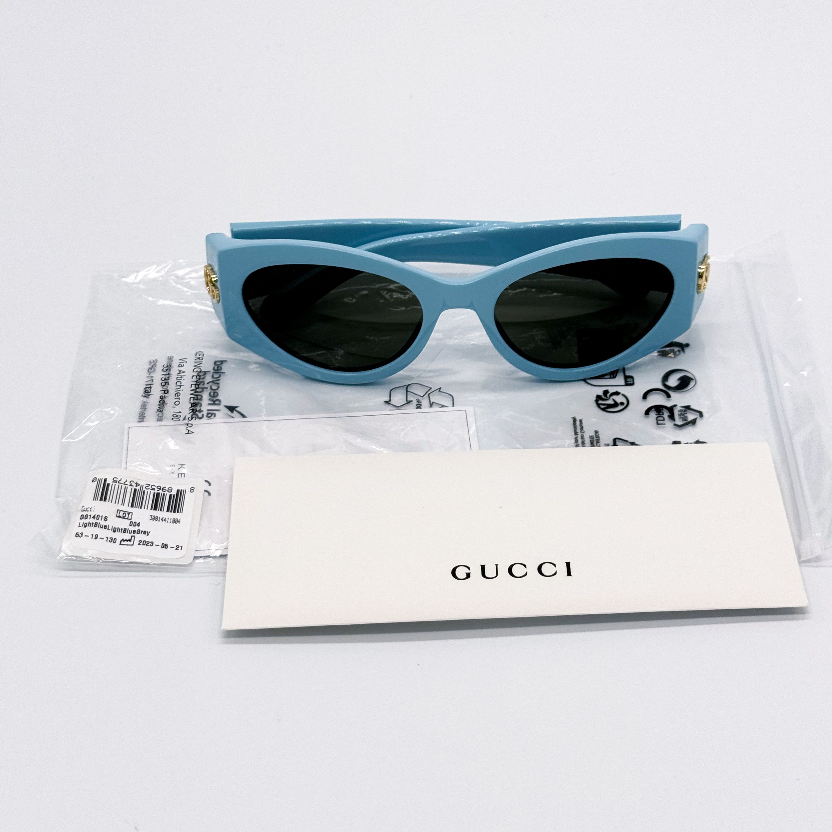 NEW GUCCI GG1401S 004 LIGHT BLUE OVAL WOMEN SUNGLASSES GUCCI - 10