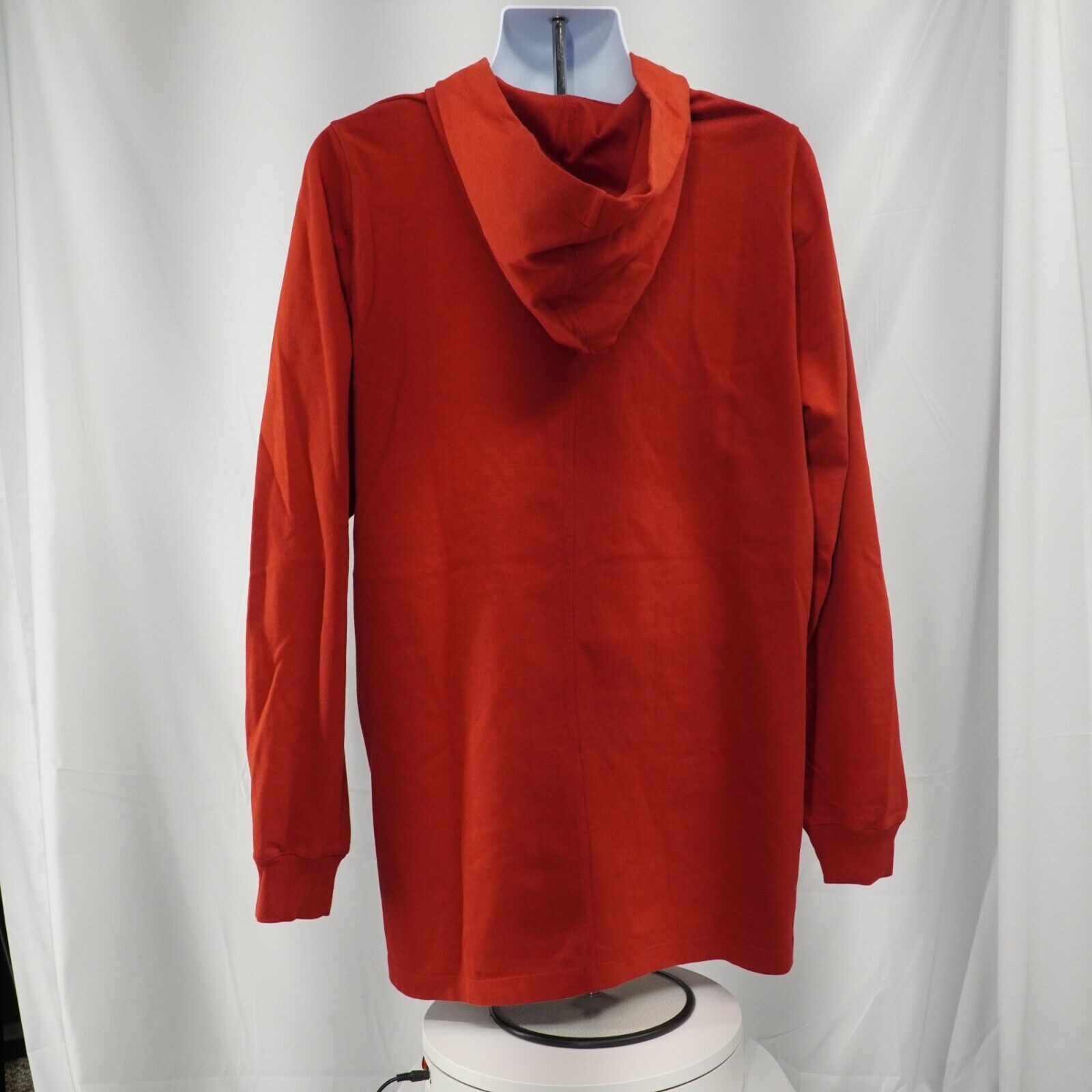 Knit Hoodie Sweater Longline Cardinal Red Natural D Rings - 11
