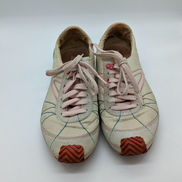 Unique Vintage Tretorn Pink Lace up Suede  Athletic Sneakers Women's 9 - 2