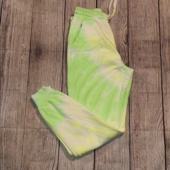 Forever 21 - Neon Yellow + Green Tie Dye Jogger Sweatpants - 7