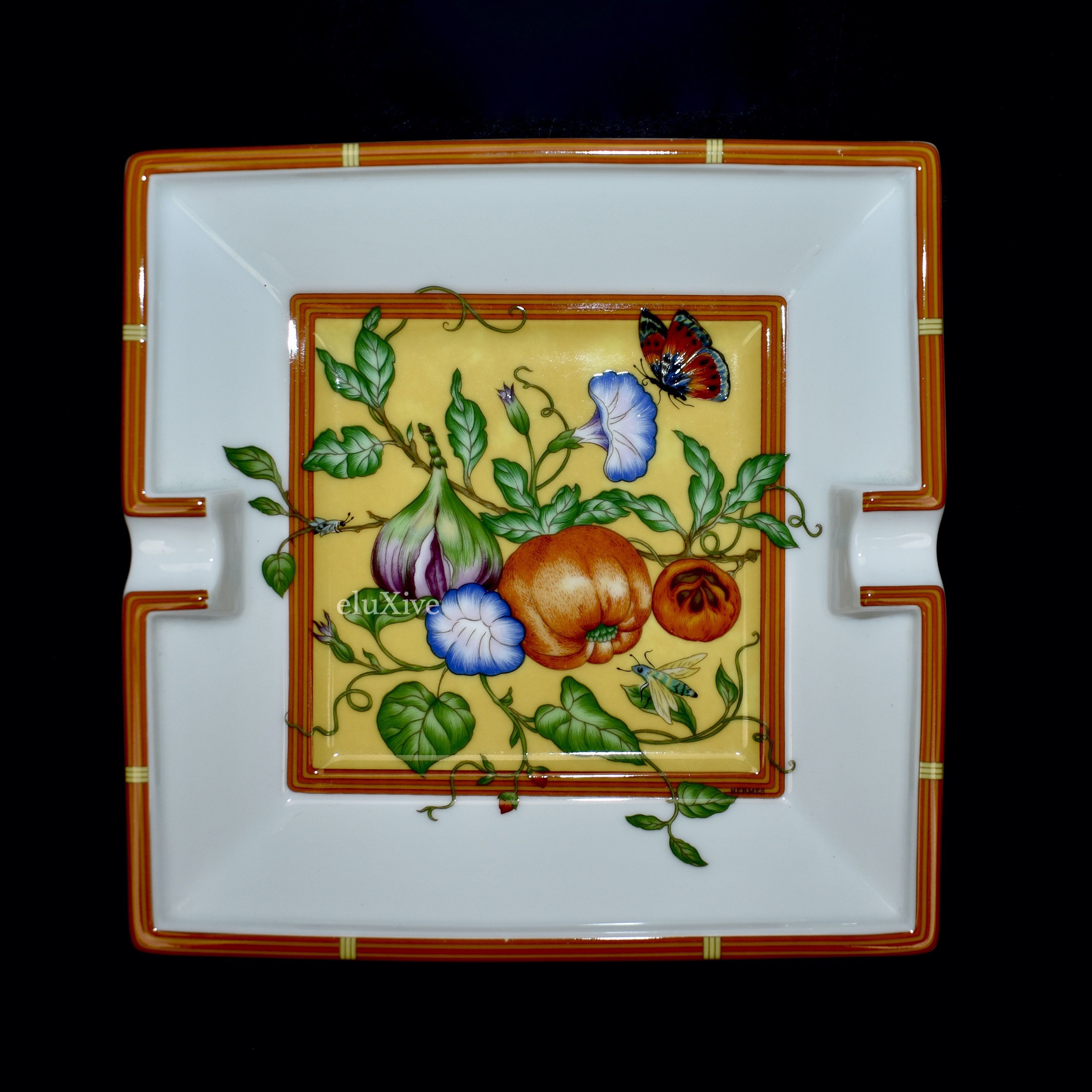 Hermes Pumpkin Print Ceramic Cigar Ashtray Large - 1