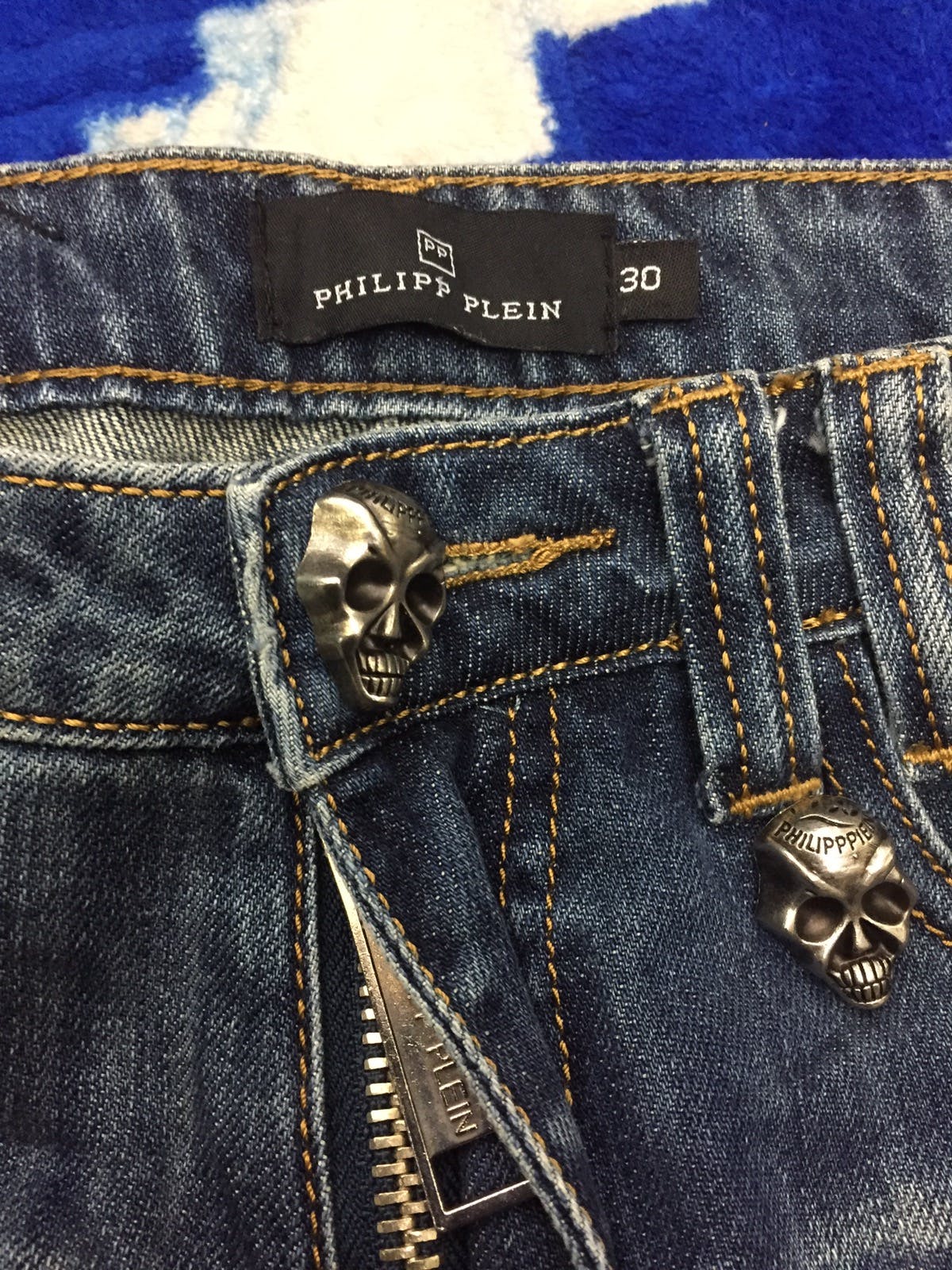 Philip Plien skull design distress jeans - 4