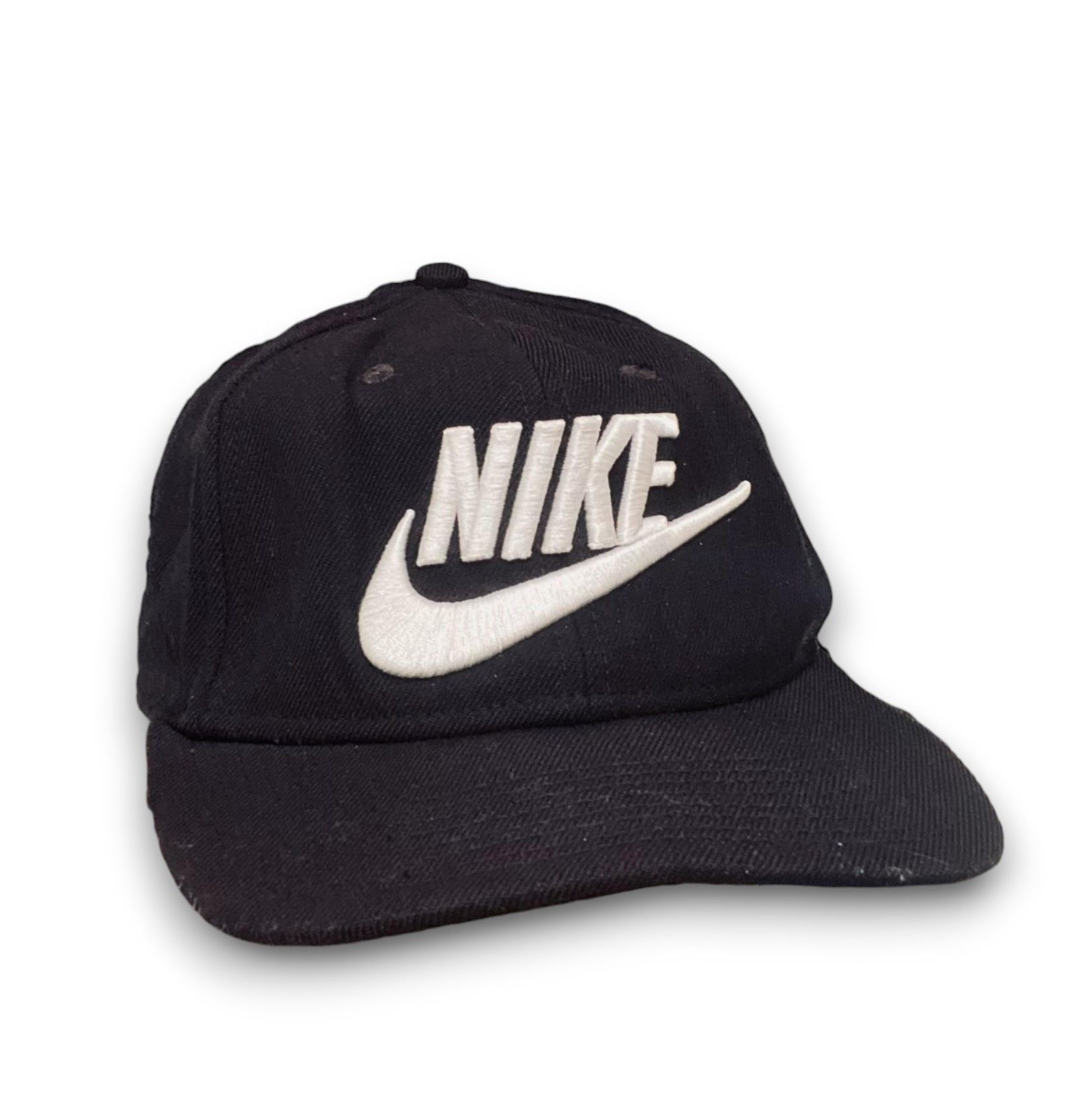Nike Cap Hat Big Logo Swoosh Vintage Y2K Streetwear Black - 1