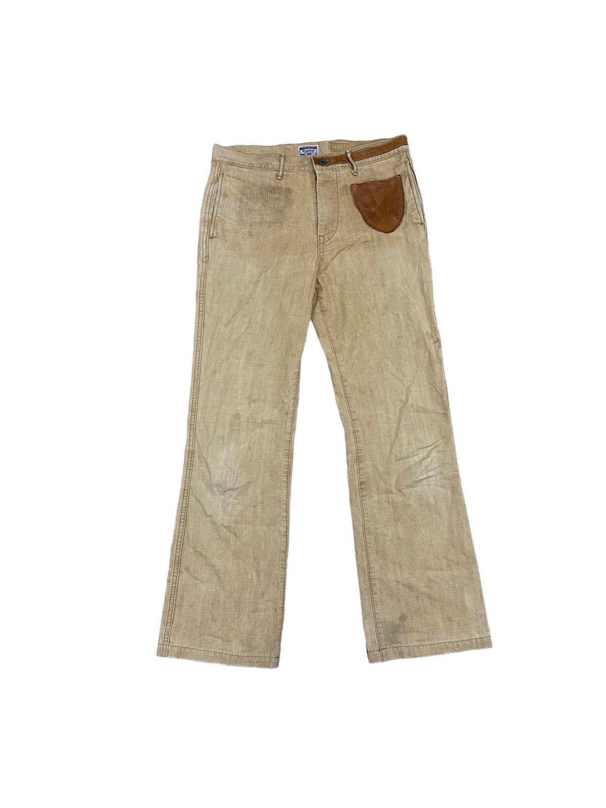 Kapital Kurashiki Leather Patch Pocket Flared Monkey Pants - 2