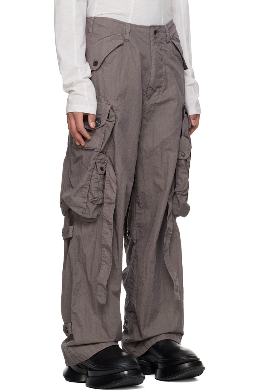 24ss gasmask cargo parachute strap pants - 2