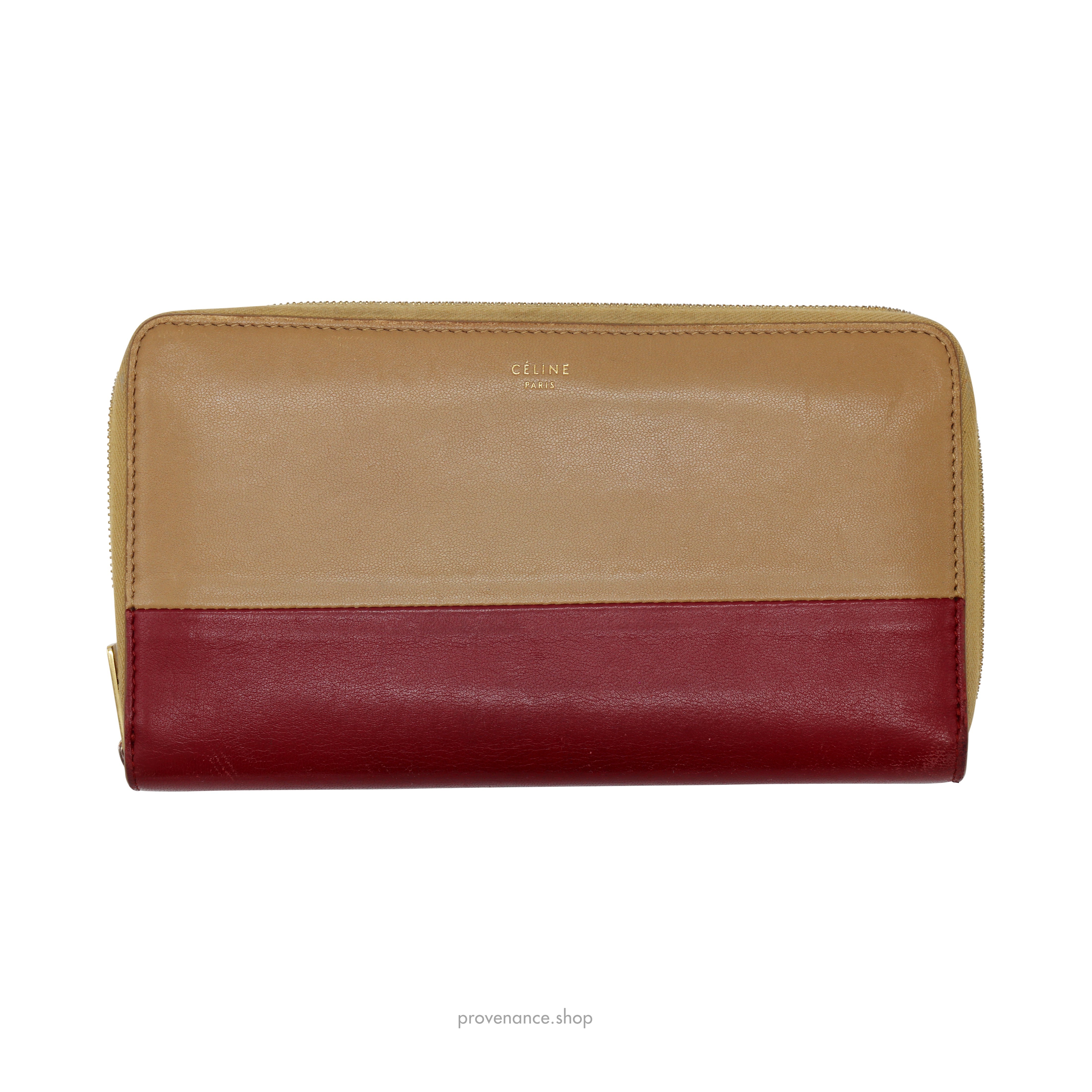 Celine Multifunction Zip Wallet - Tan/Red - 1