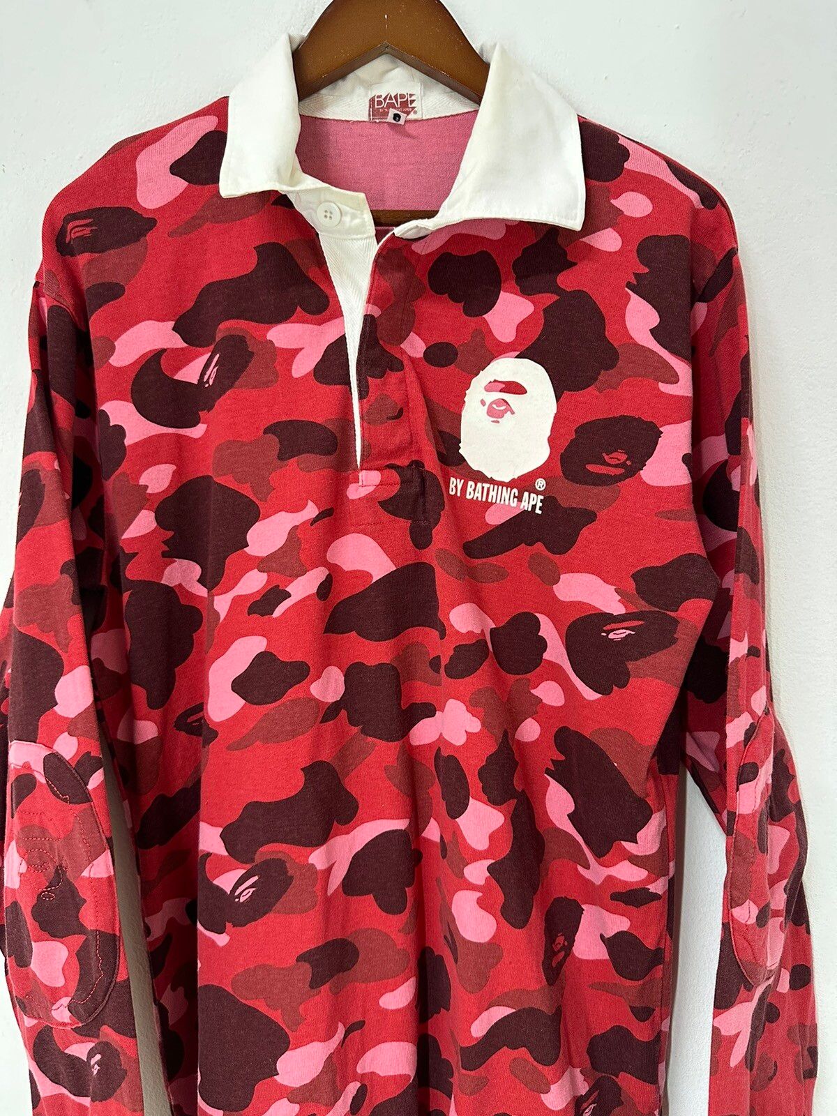 Bathing Ape Bape Rugby Shirt Camouflage Elbow Padded Design - 3