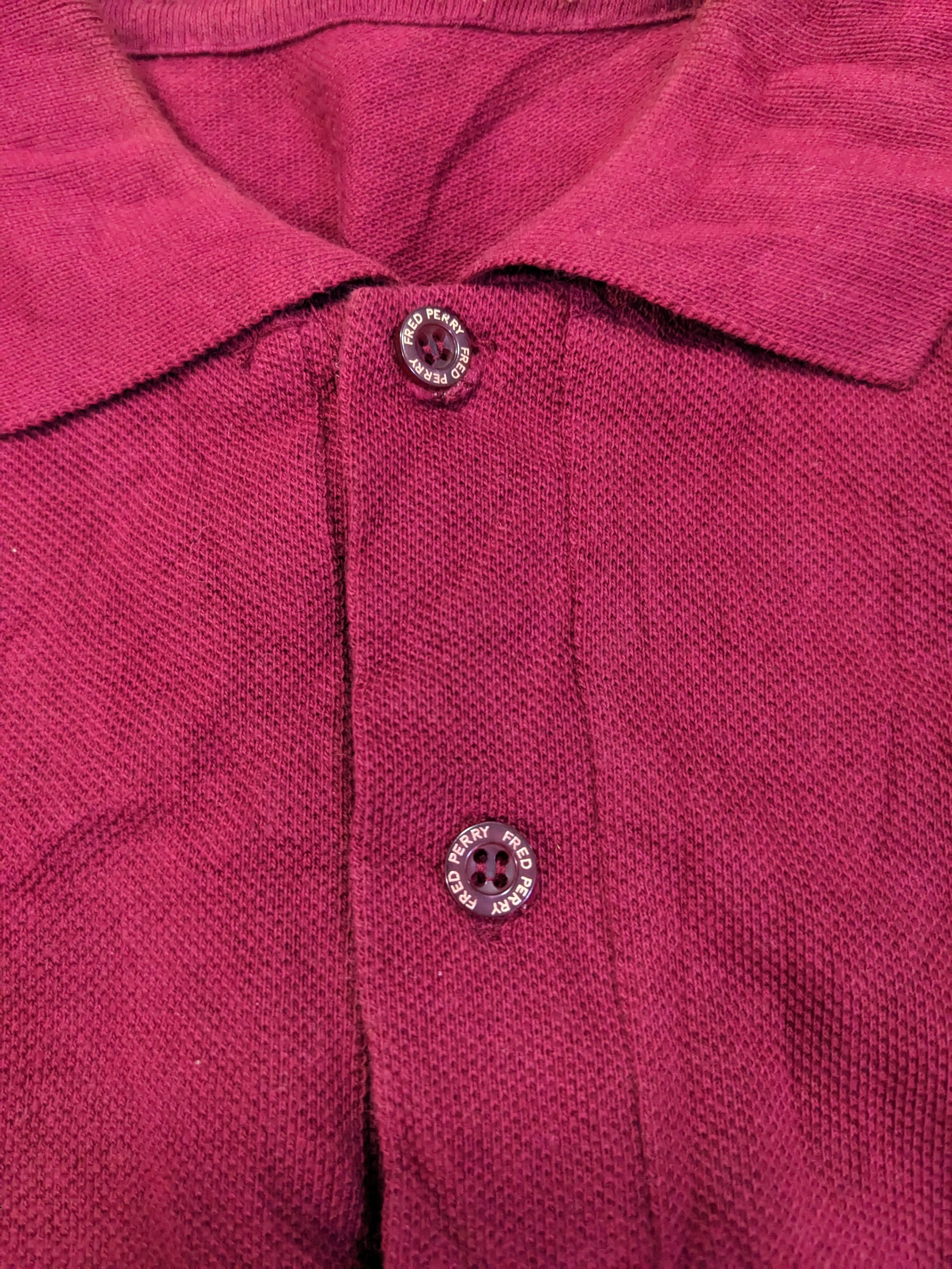 Vintage Fred Perry England Maroon Mens Polo Shirt - 4