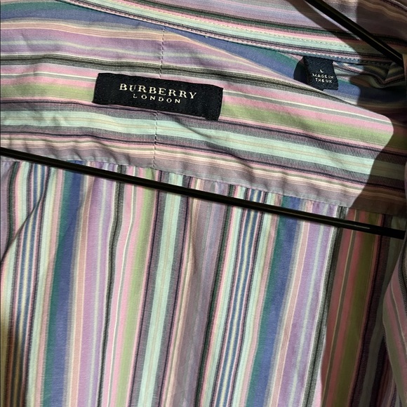 Burberry London Purple Multi Striped Shirt Vintage - 10