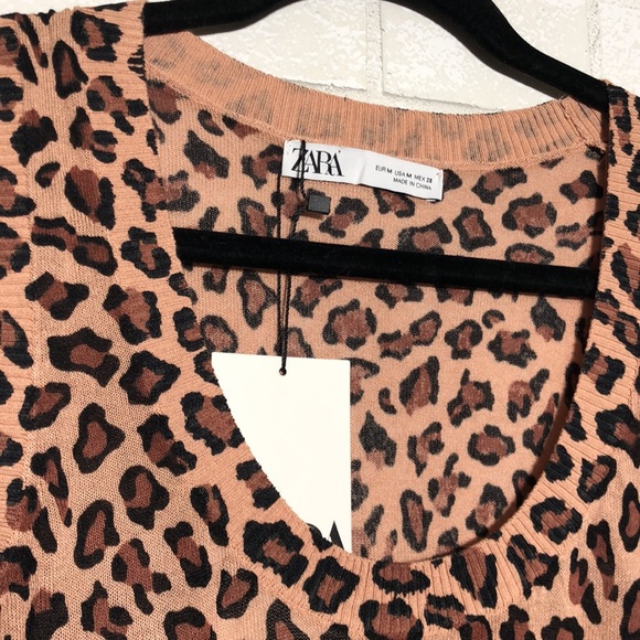 Zara Leopard Print Knit Top - 8