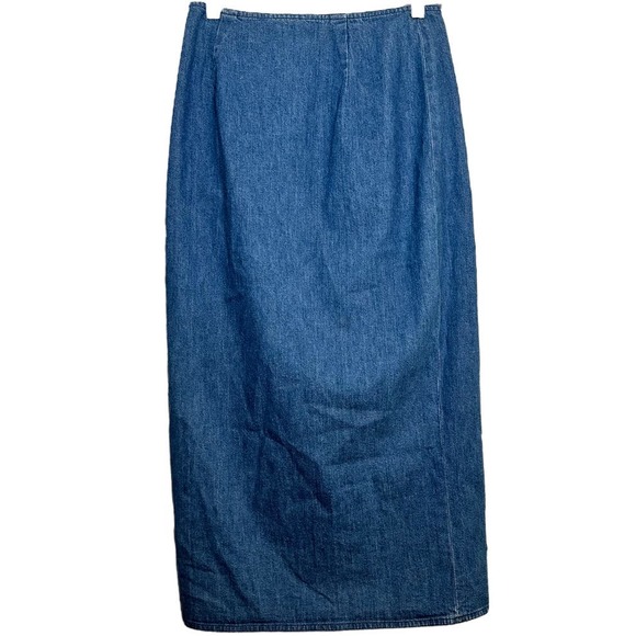 Ralph Lauren Country Denim Skirt 100% Cotton Wrap Single Button Medium Wash M - 1