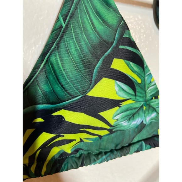Shein Bikini 3 Piece Set Coverup Palm Leaf Green Large - 7