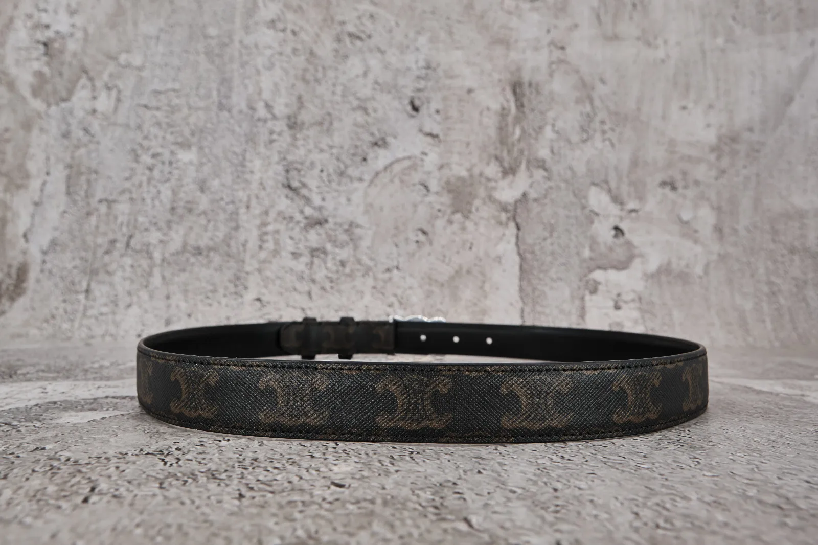 Brand New In Box Celine Medium Black Triomphe Belt in Triomphe Canvas 85, 650$ - 3