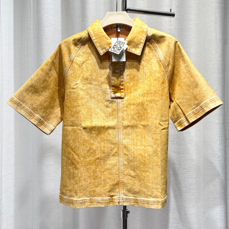 Loewe Short Sleeve Polo Shirt Lapel Shirt Leather Patch Shirt - 1