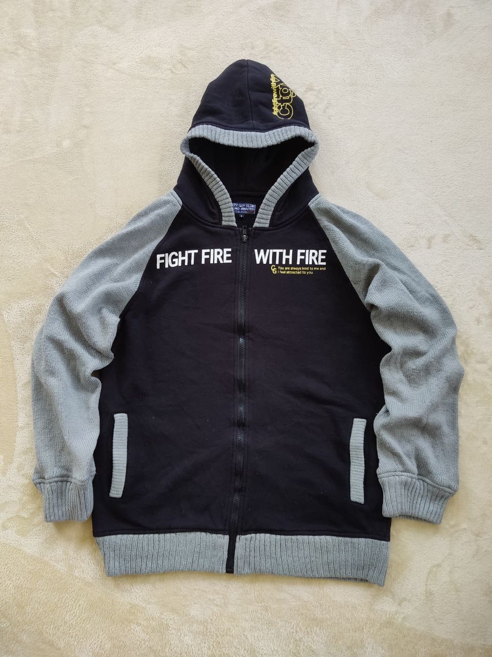 Archival Clothing - CTGY Fight Fire With Fire Varsity Knitted Zipper Hoodie - 2