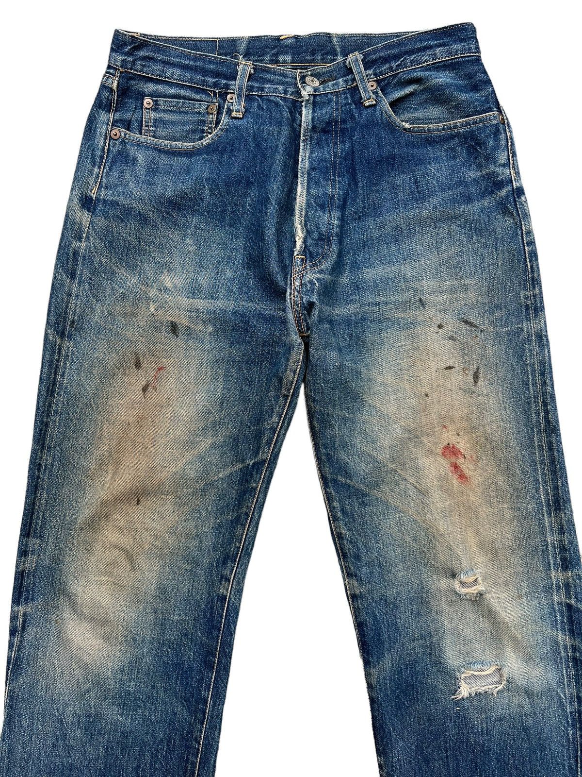Vtg Beams Plus Japan Selvedge Distressed Mudwash Denim Jeans - 4