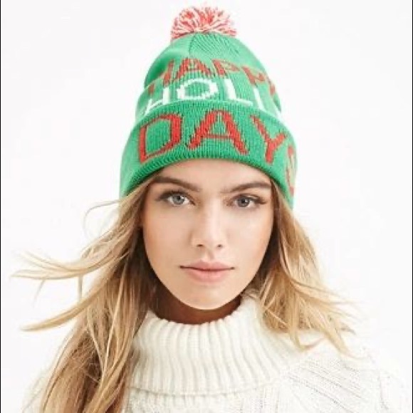 Forever 21 - Christmas Happy Holla Days Pom Graphic Beanie - 1