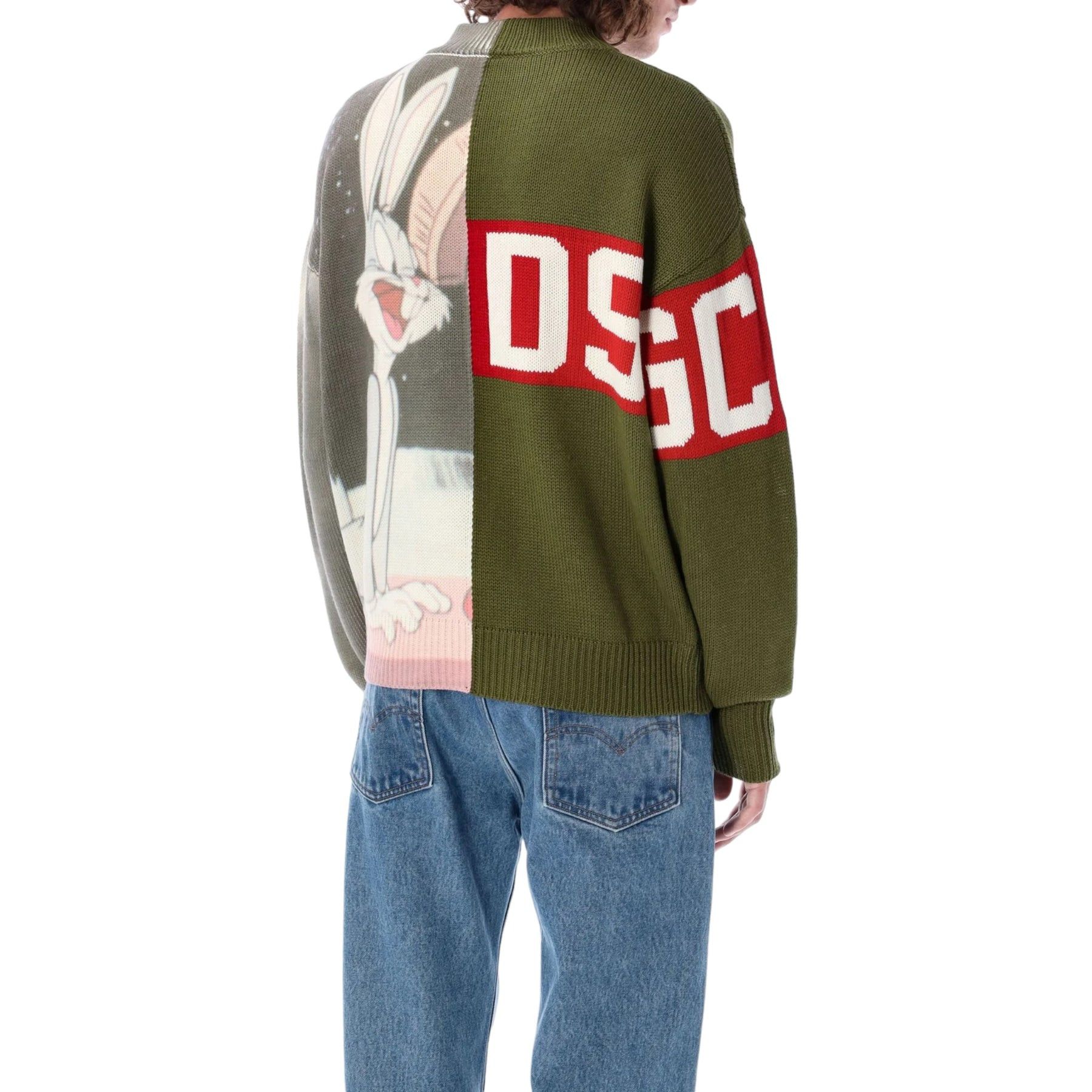 GCDS WOOL LOGO BAND SWEATER MILITARY - M - 3