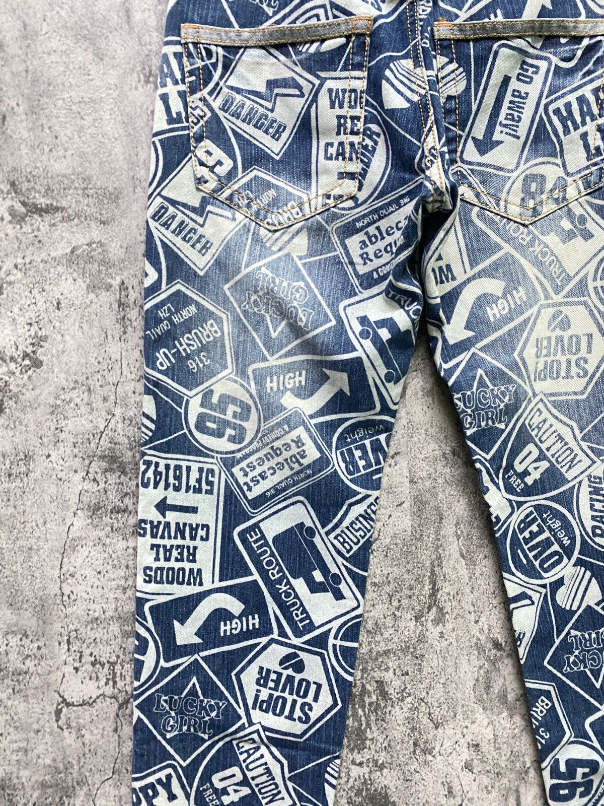 Japanese Brand Full Print Denim Faded like Hysteric Pants - 13