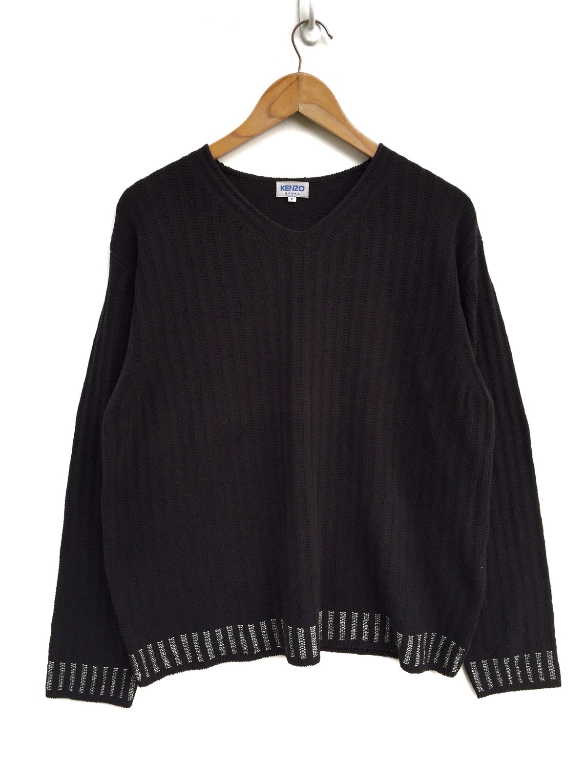 Vintage Japanese Brand Kenzo Hand Knit Black Sweatshirt - 1