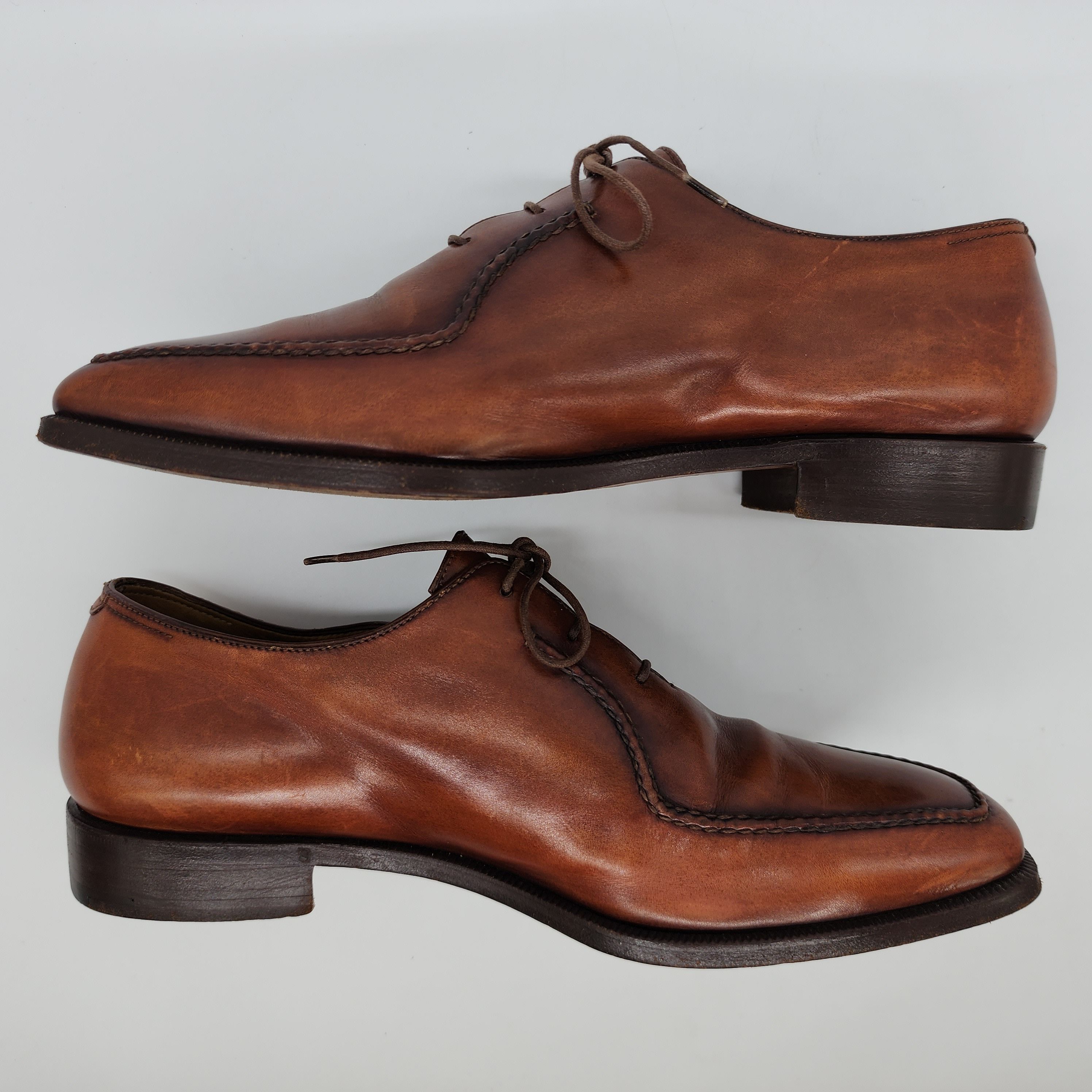 Berluti - Stitched Detail Leather Oxford Shoes - 6