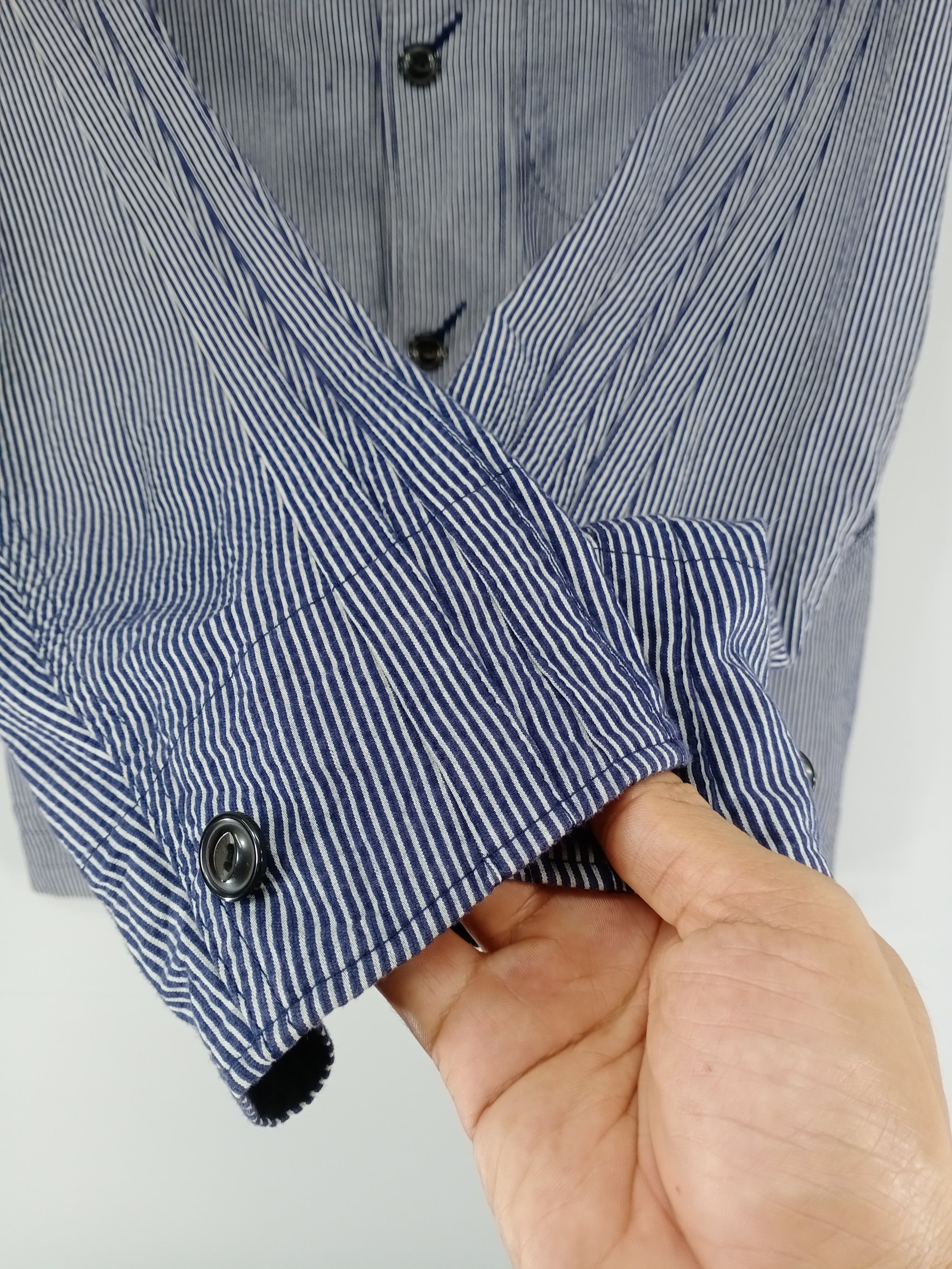 Japanese Brand - 💥RARE💥Vintage PPFM Hickory Stripe Button Workwear Jacket - 6
