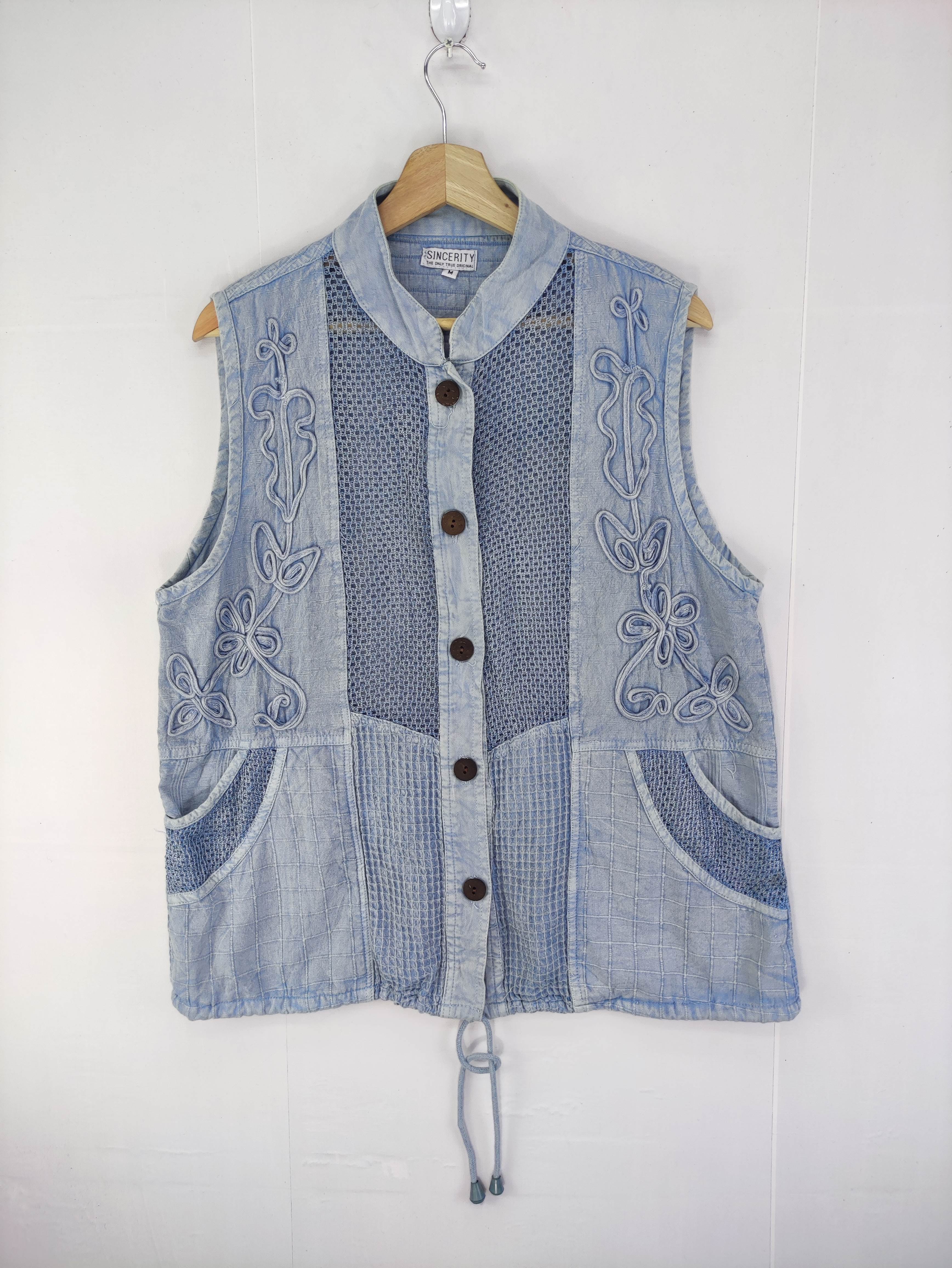 Vintage Sincerity Vest Embroidered Logo Button Up - 1