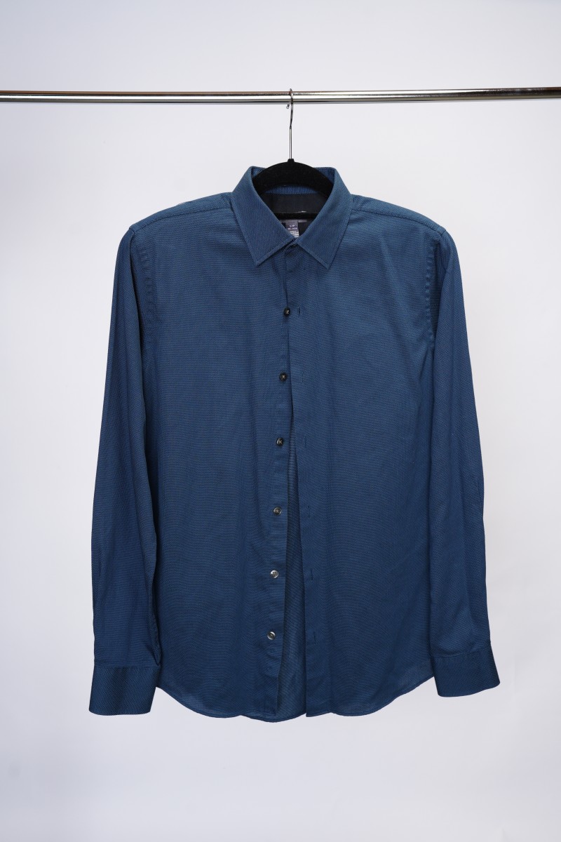 Van Heusen - Blue Perforated (Mesh-Like) Button-Up Dress Shirt - 1