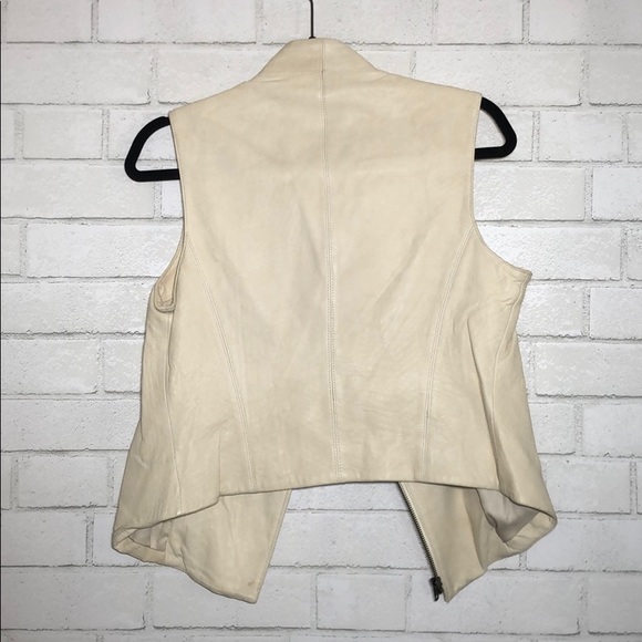 Theory Zida Leather Moto Vest in Bone - 2