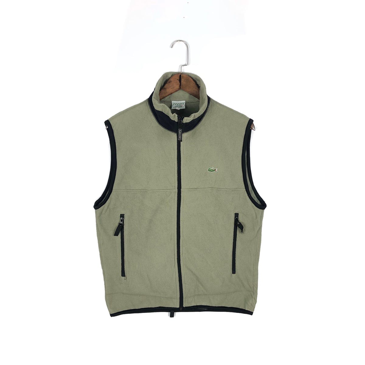 Vintage Lacoste Sport Fleece Zip Up Vest Jacket - 1