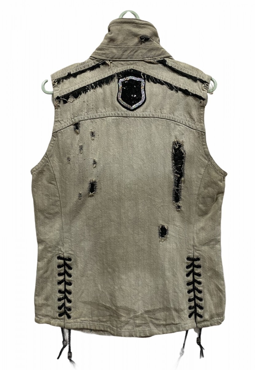 Distressed Denim - Mades Signature Style Sleeveless Distressed Denim Jacket - 6
