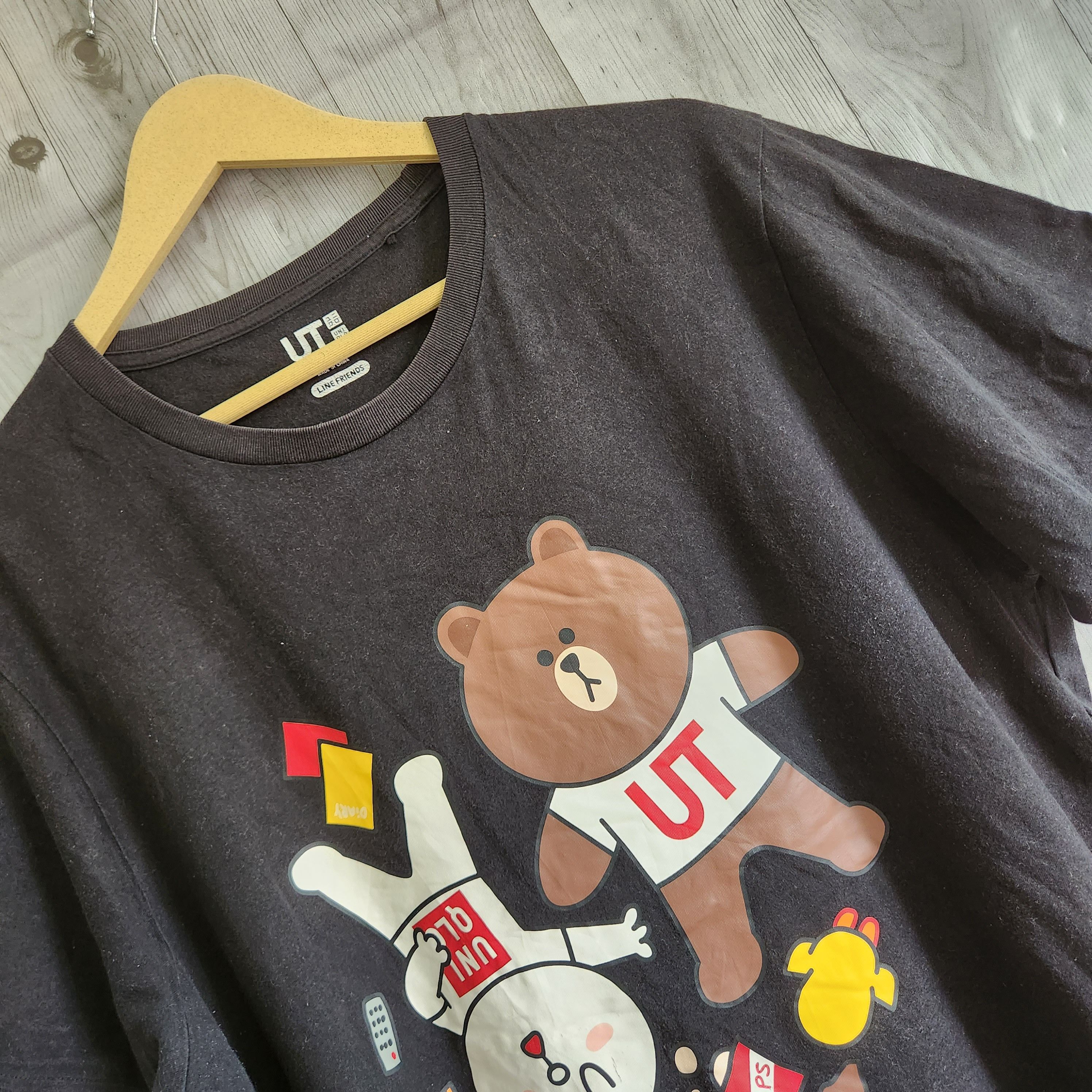 Uniqlo X Line Friends Mascots Black Tees - 16