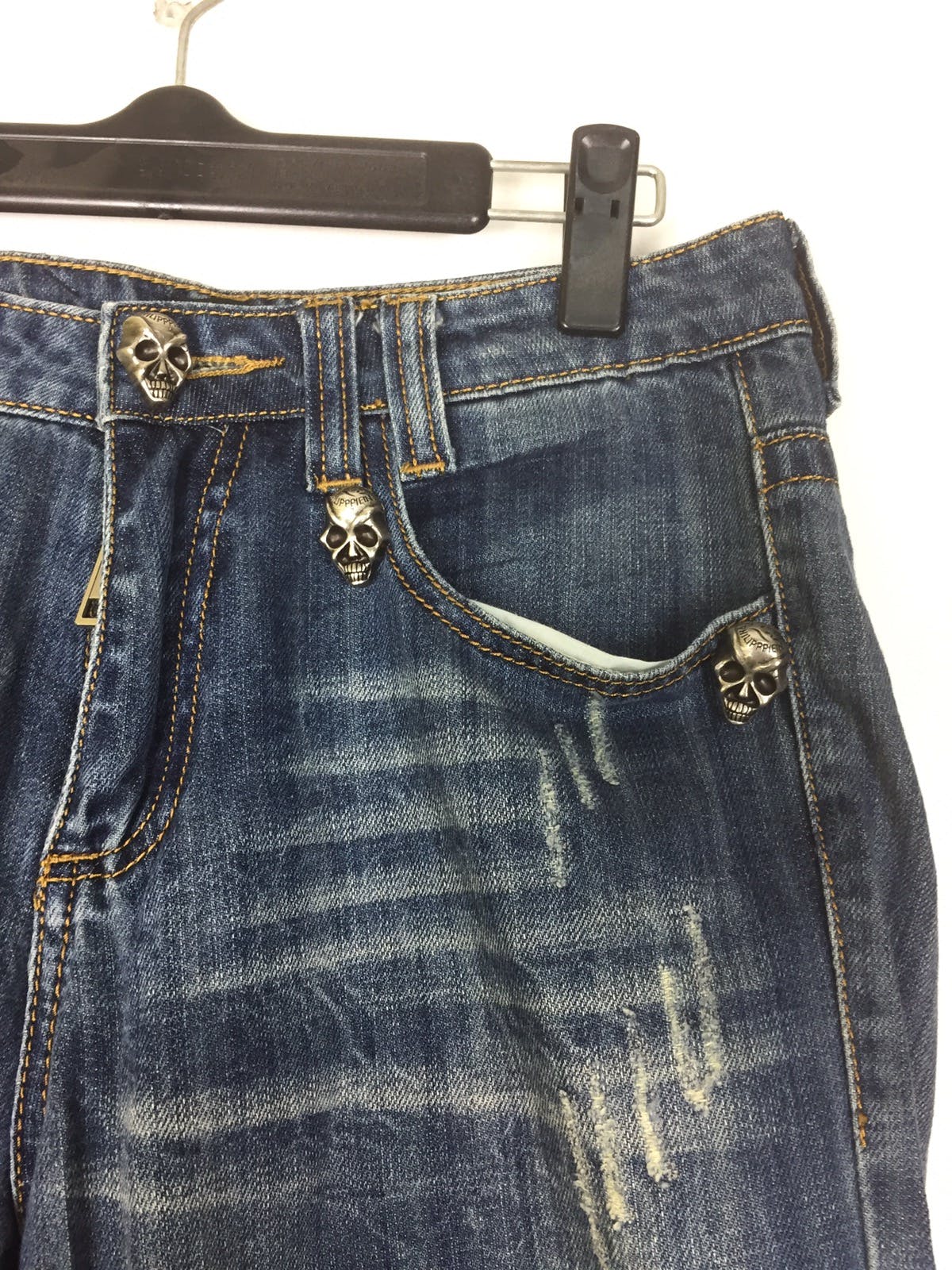 Philip Plien skull design distress jeans - 6