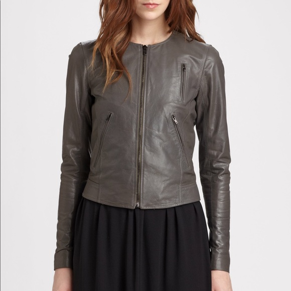 Theory Fida Black Genuine Leather Moto Jacket - 13