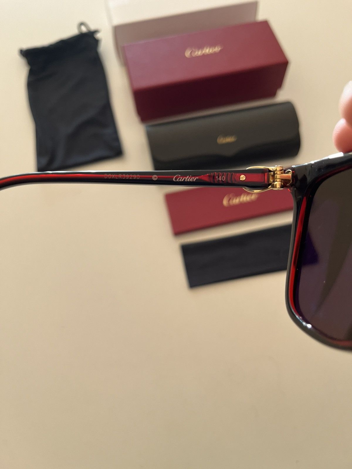 NIB - Cartier Black and Red Acetate Sunglasses - 5