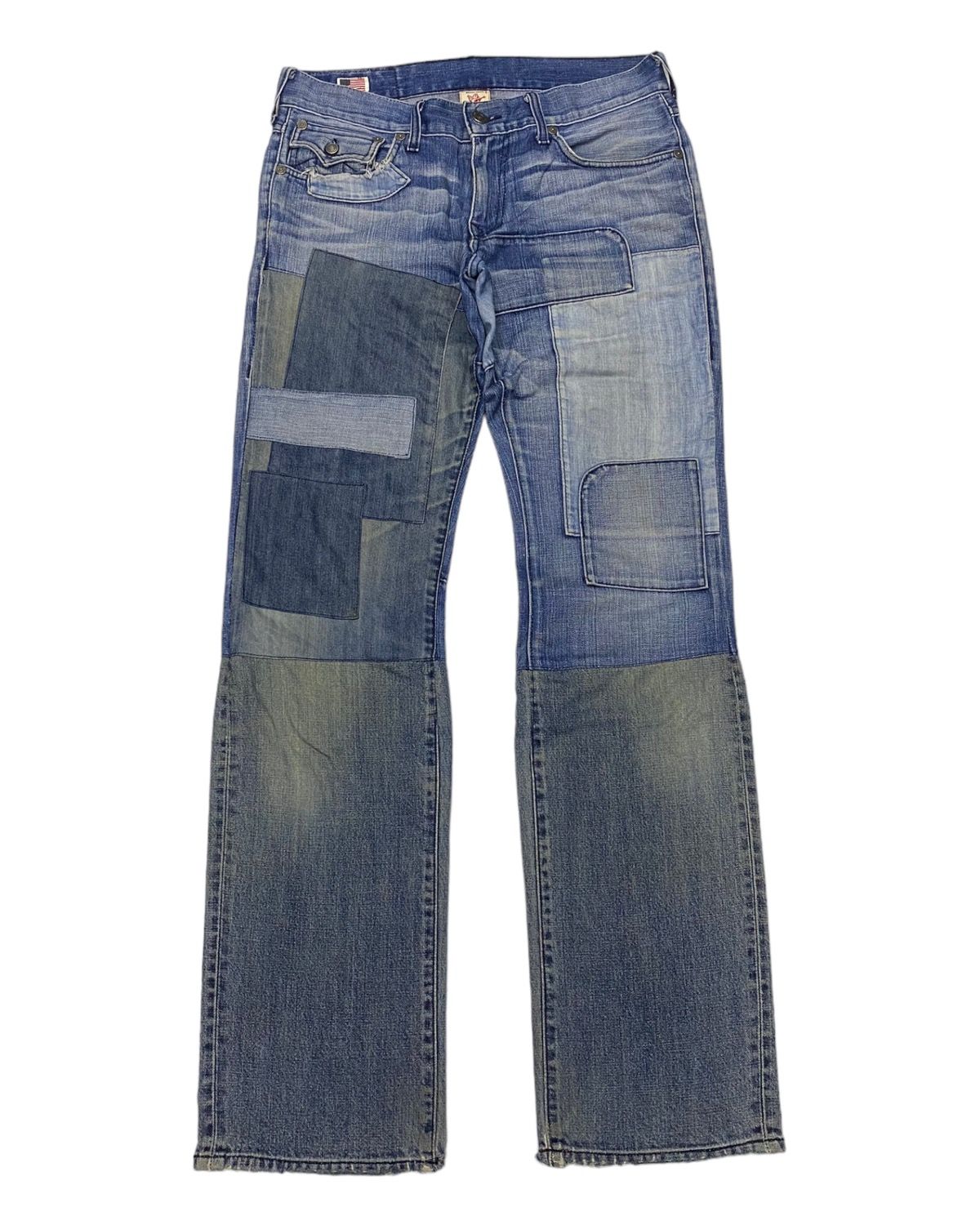 🔥TRUE RELIGION PATCHWORK DISTRESSED DENIM JEANS - 2