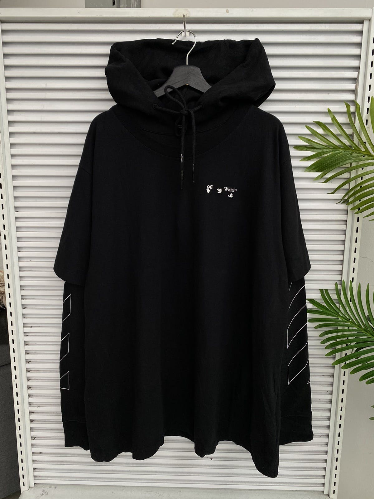 Off-White Virgil Abloh Hoodie Double Layer Connected T-Shirt - 1