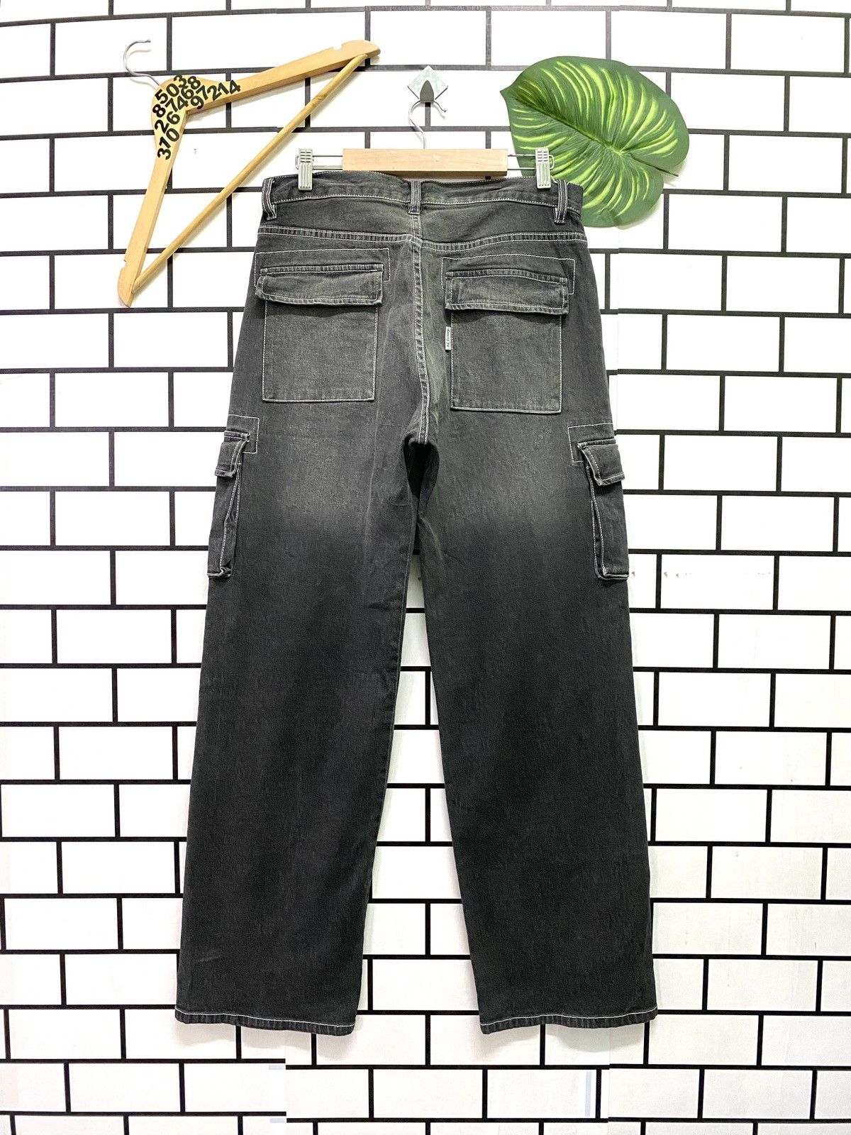 Japanese Brand - Japan Made BC Factory Black Faded Multipocket Cargo Denim - 2