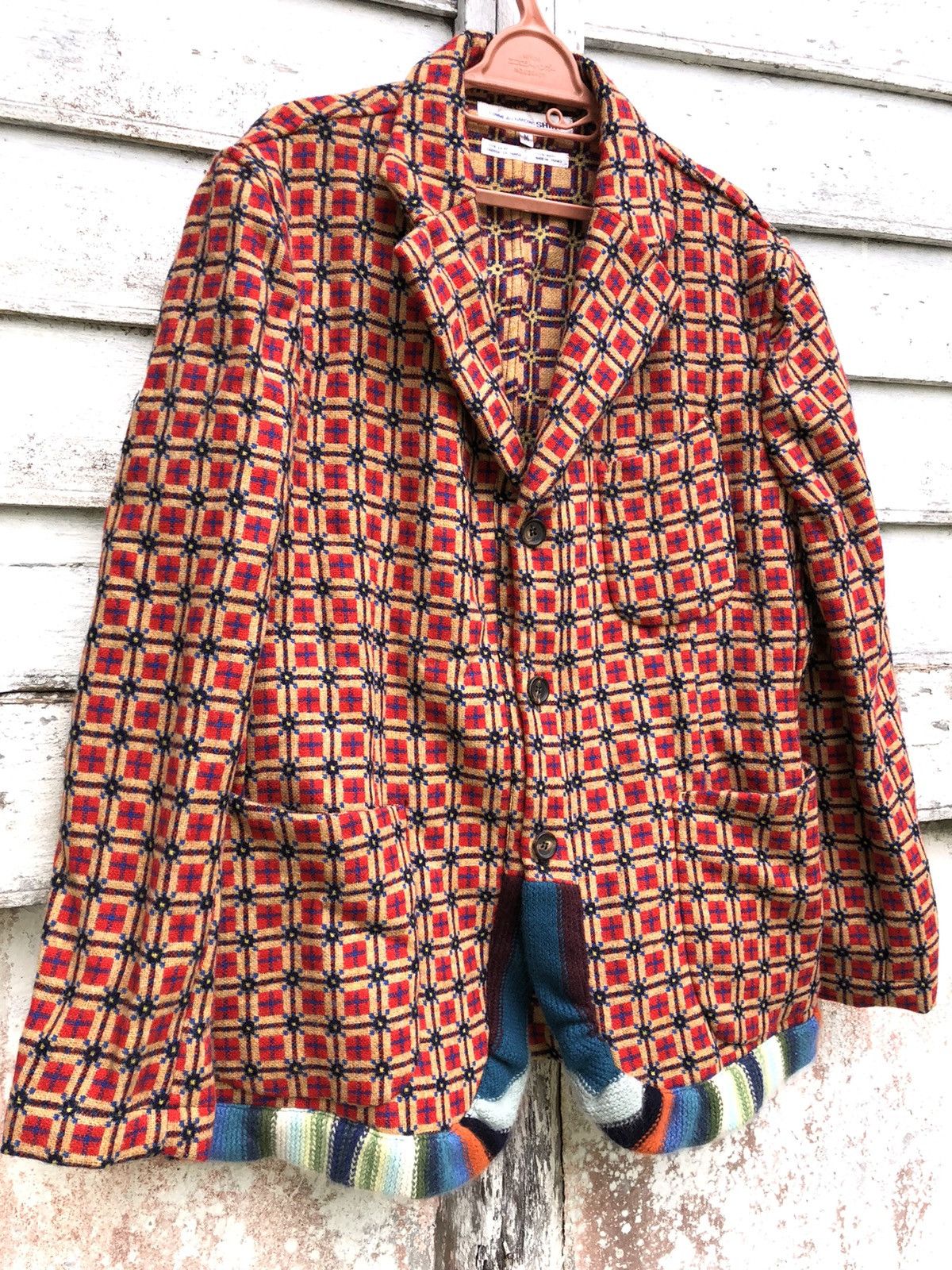 Comme Des Garcon Shirt Colourful Checker Wool Jacket - 4