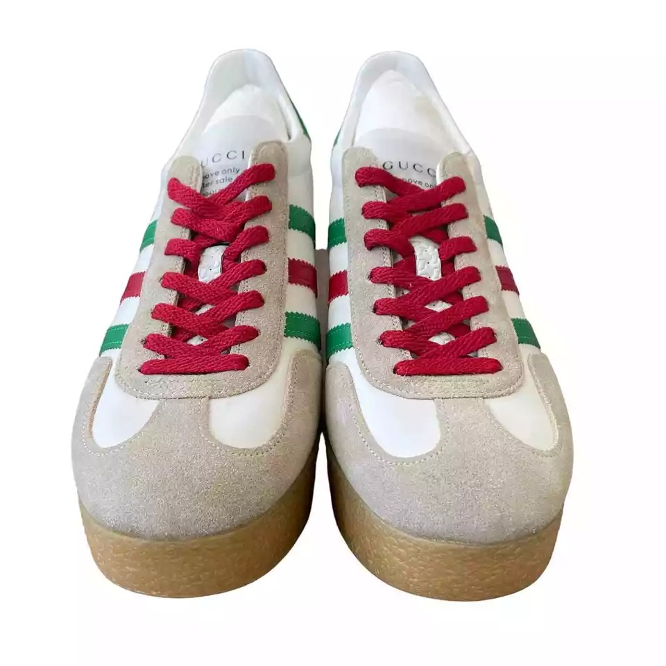 Adidas x Gucci Wedge Gazelle Platform Sneakers in White Leather IT 41| US 11 - 3