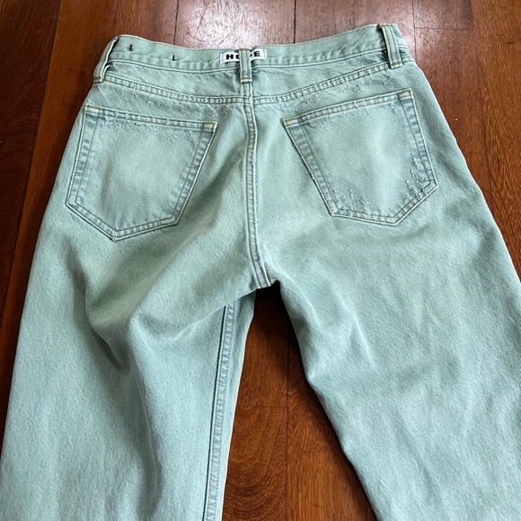 Hope Stockholm Aqua Bio Tint Green Rush Jeans Relaxed Bootcut size 27 - 6