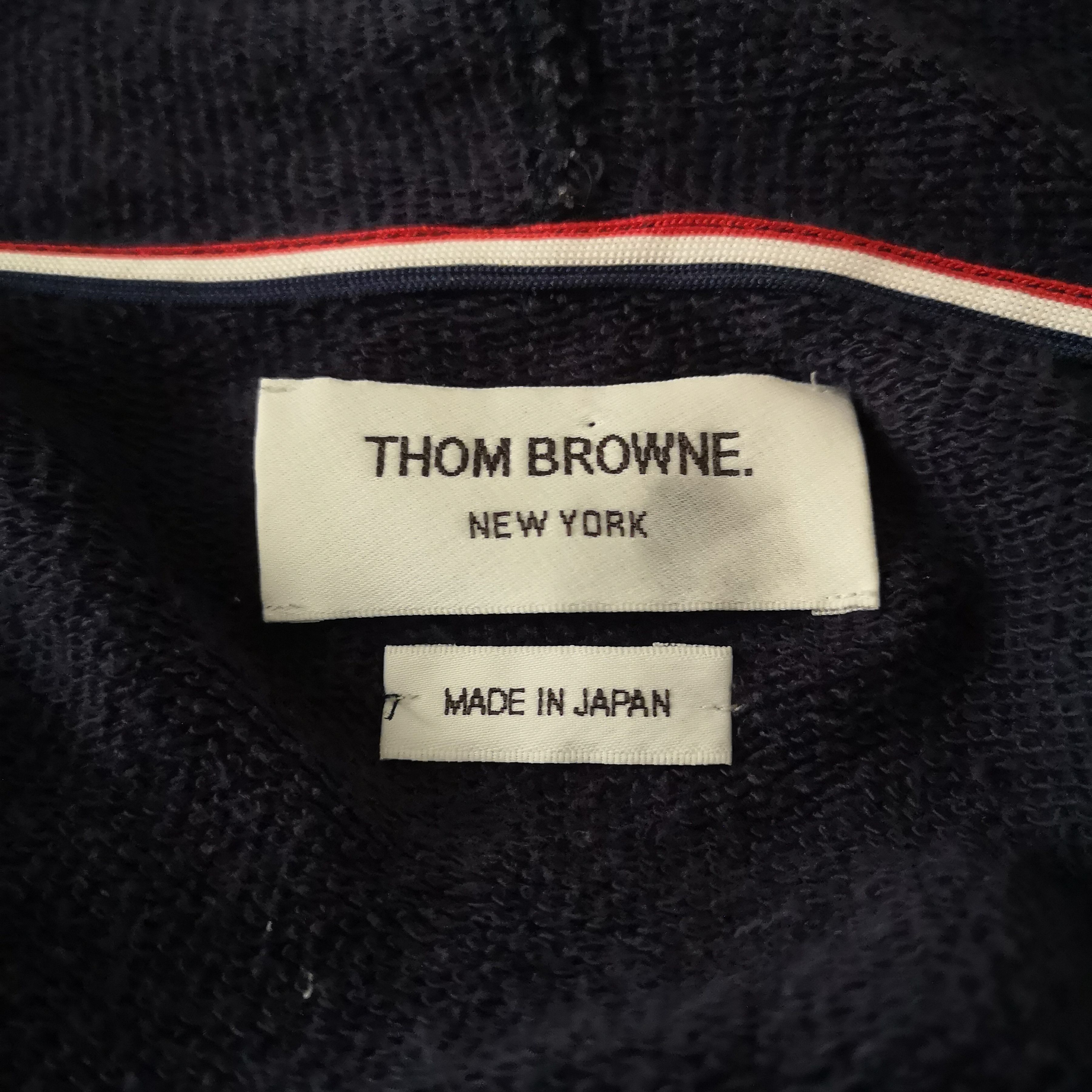 Thom Browne Navy Loopback 4 Bar Zip-Up Hoodie - 3