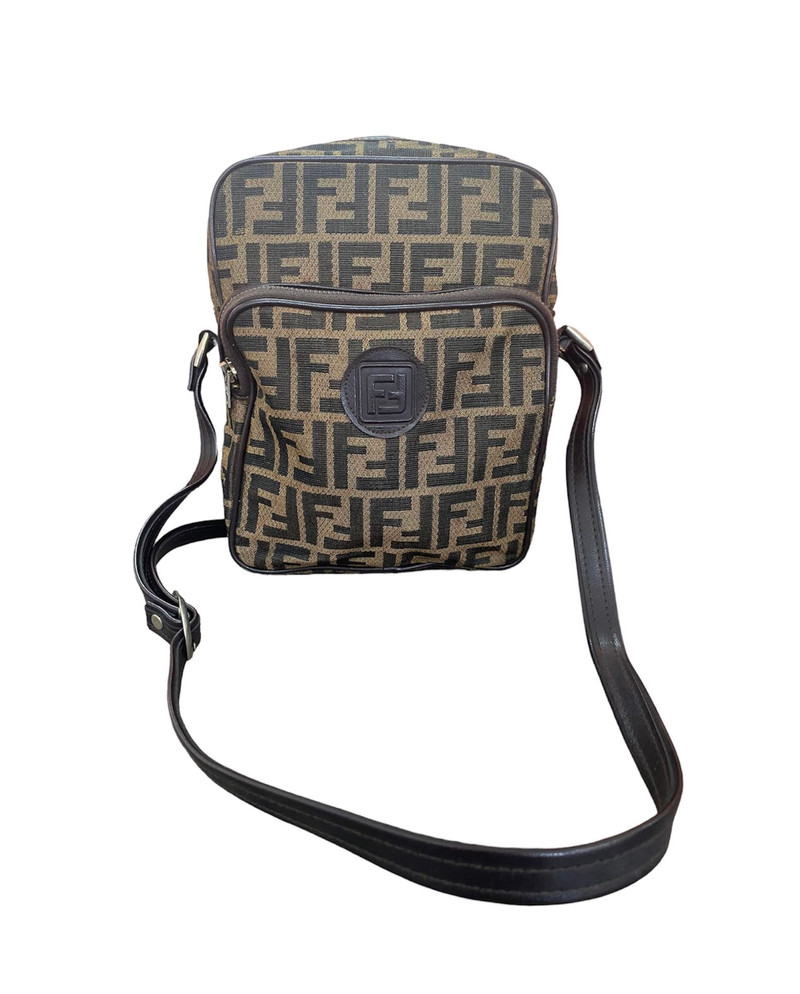 VTG FENDI ZUCCA MONOGRAM ECLAIR ZIPPER SLING BAG - 1