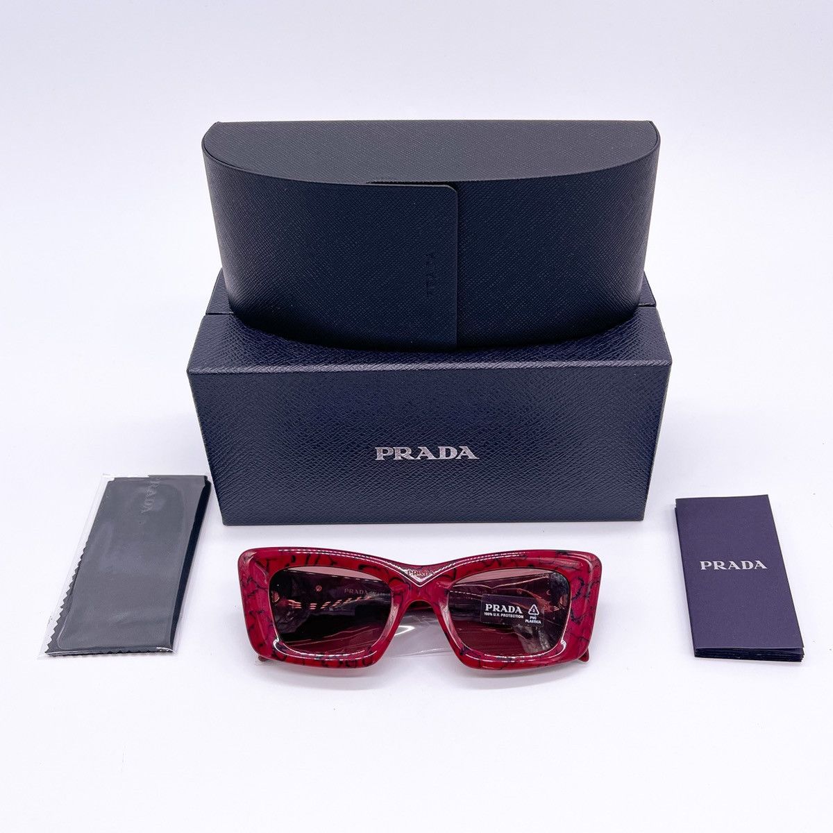 NEW PRADA PR13ZS 15D08S CAT EYE SUNGLASSES PR13ZSF RED - 14