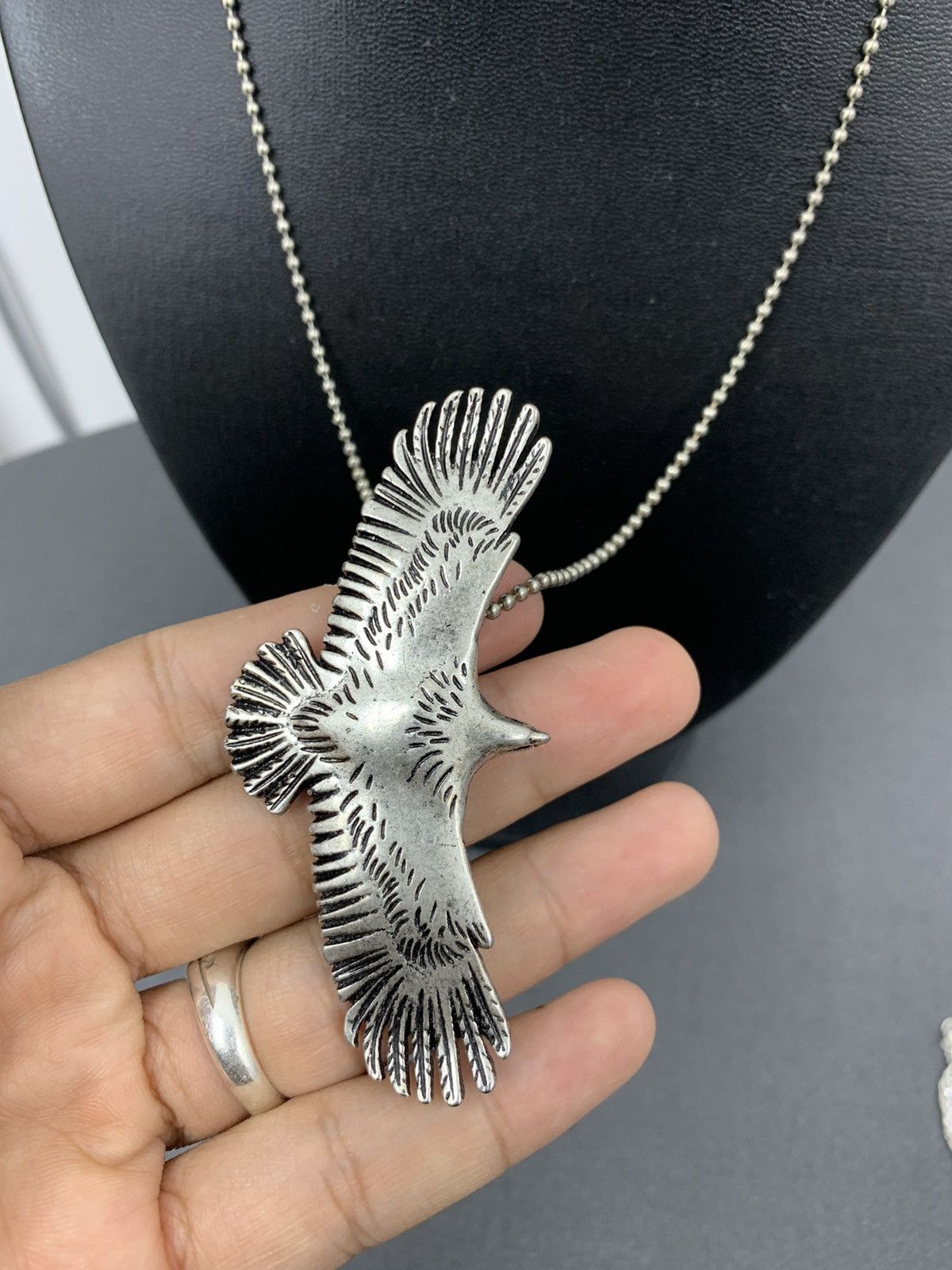 Vintage - Retro Silver Eagle Goros Style Necklace - 2