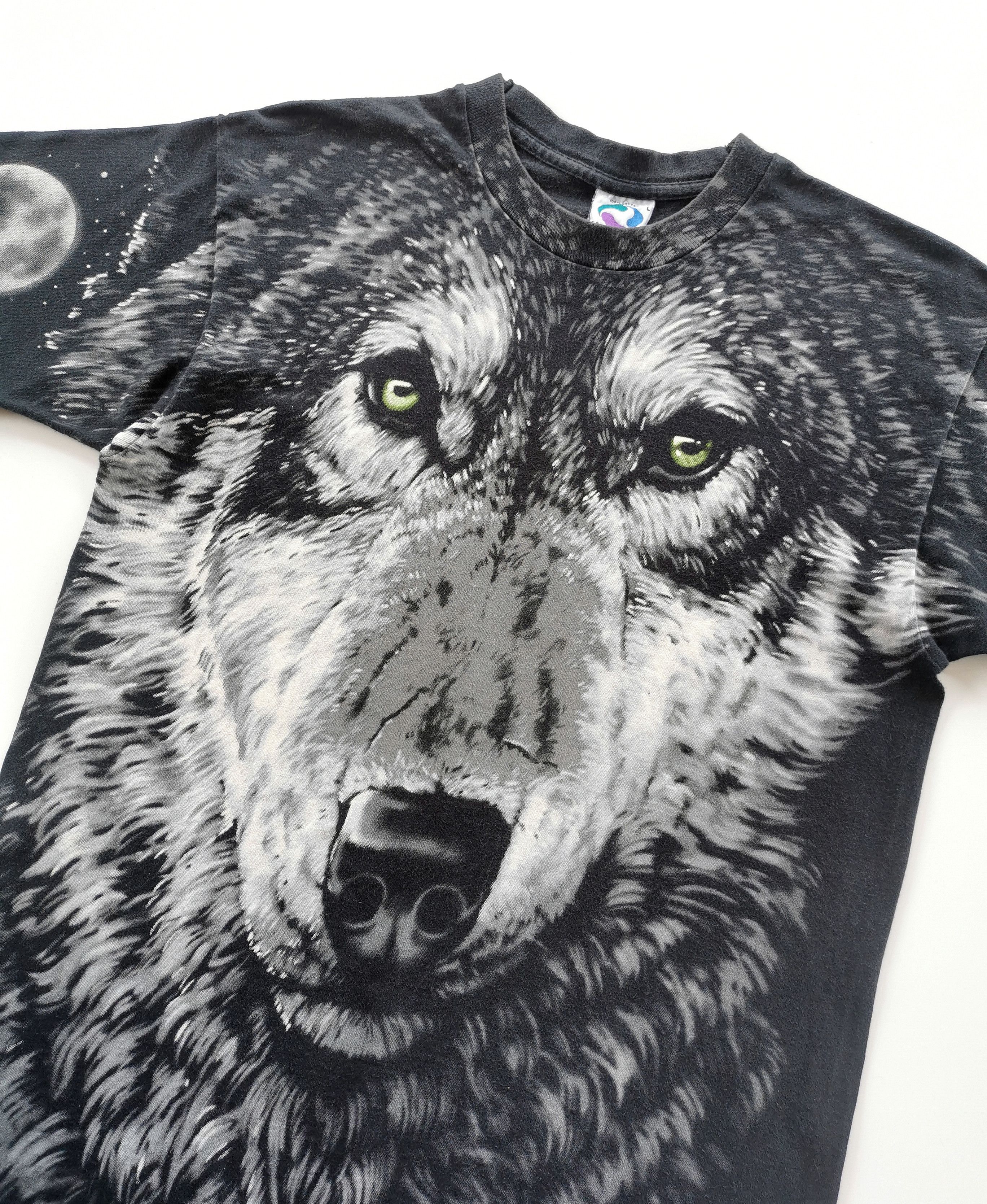 1995 Vintage Snow Wolf Liquid Blue By John Connell Tshirt - 6