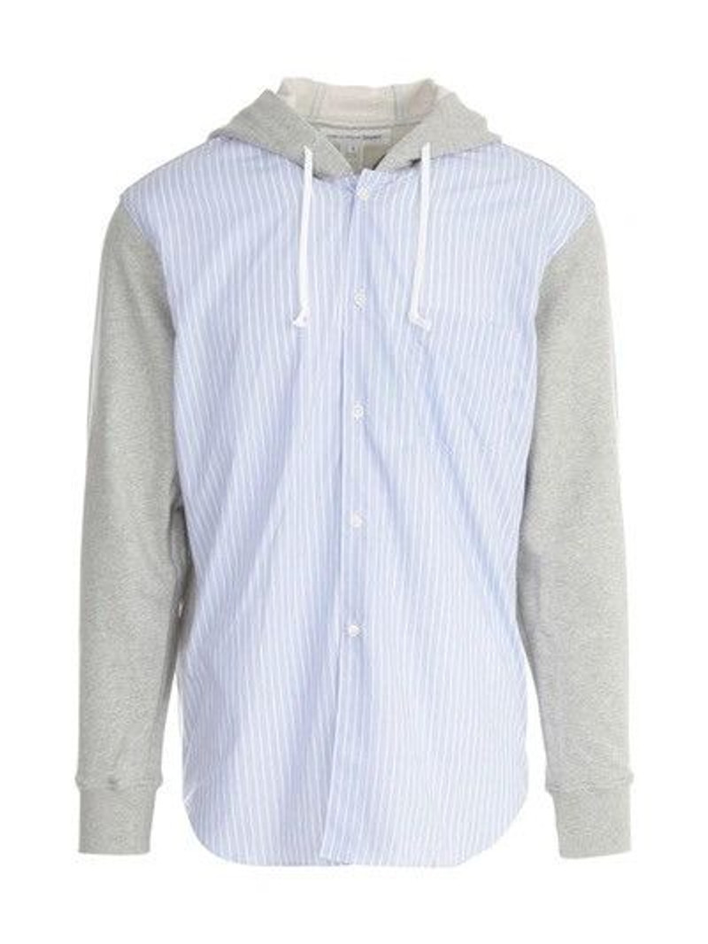 21aw hybrid pinstriped shirt hoodie - 1