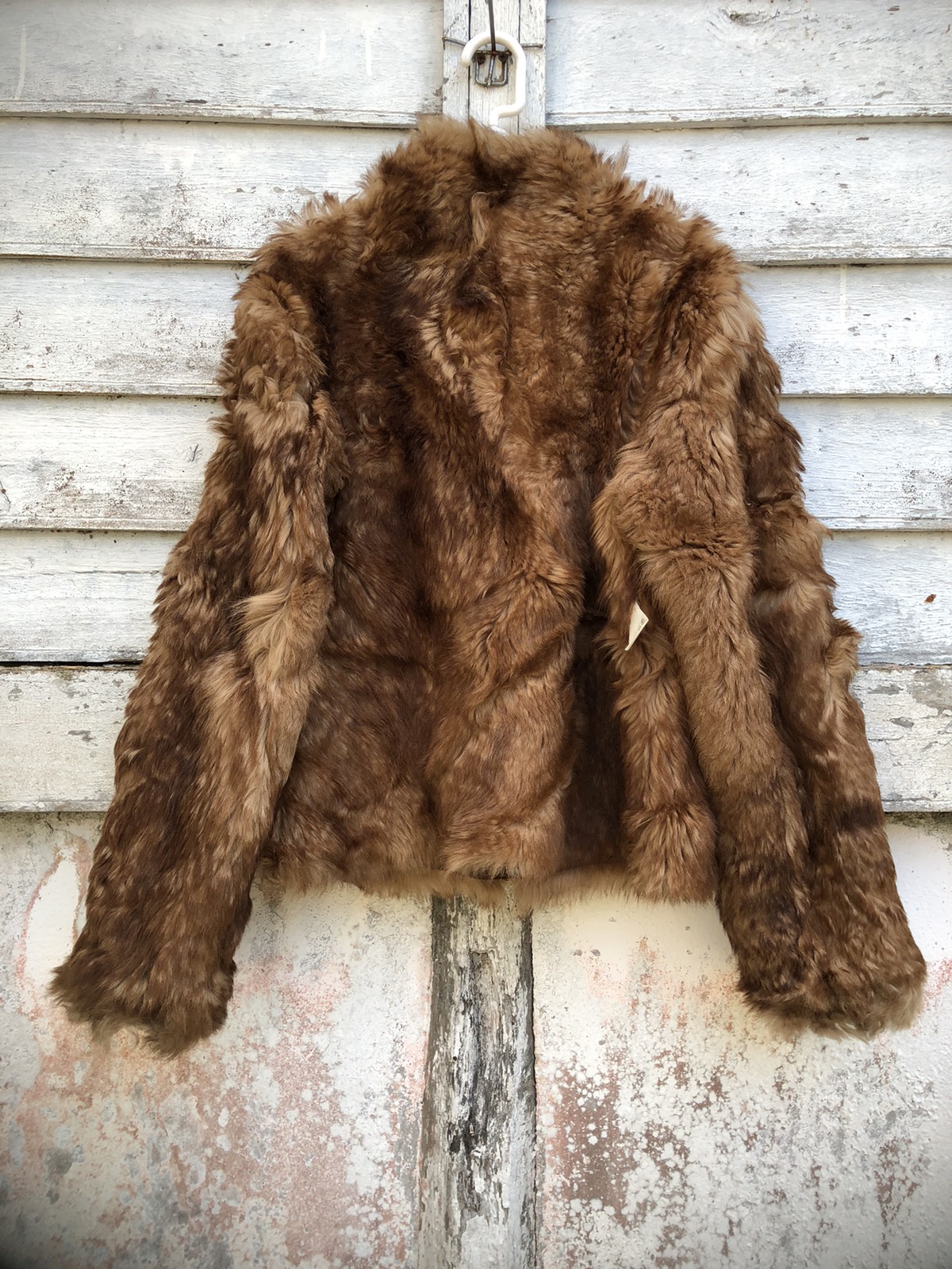 Genuine Leather - Belvest Leather Reverse Mink Fur Crop Jacket - 8