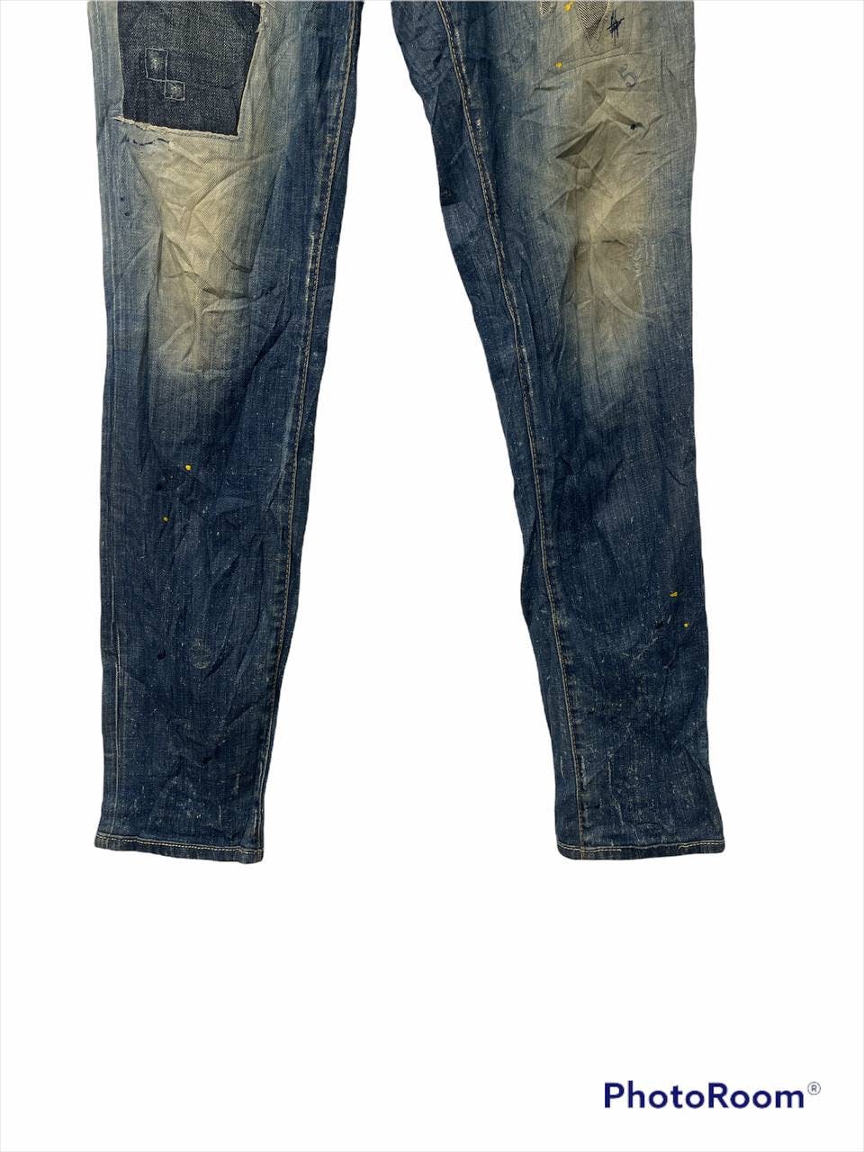 DSQUARED2 Distressed Denim Patchwork Painted Pants - 3